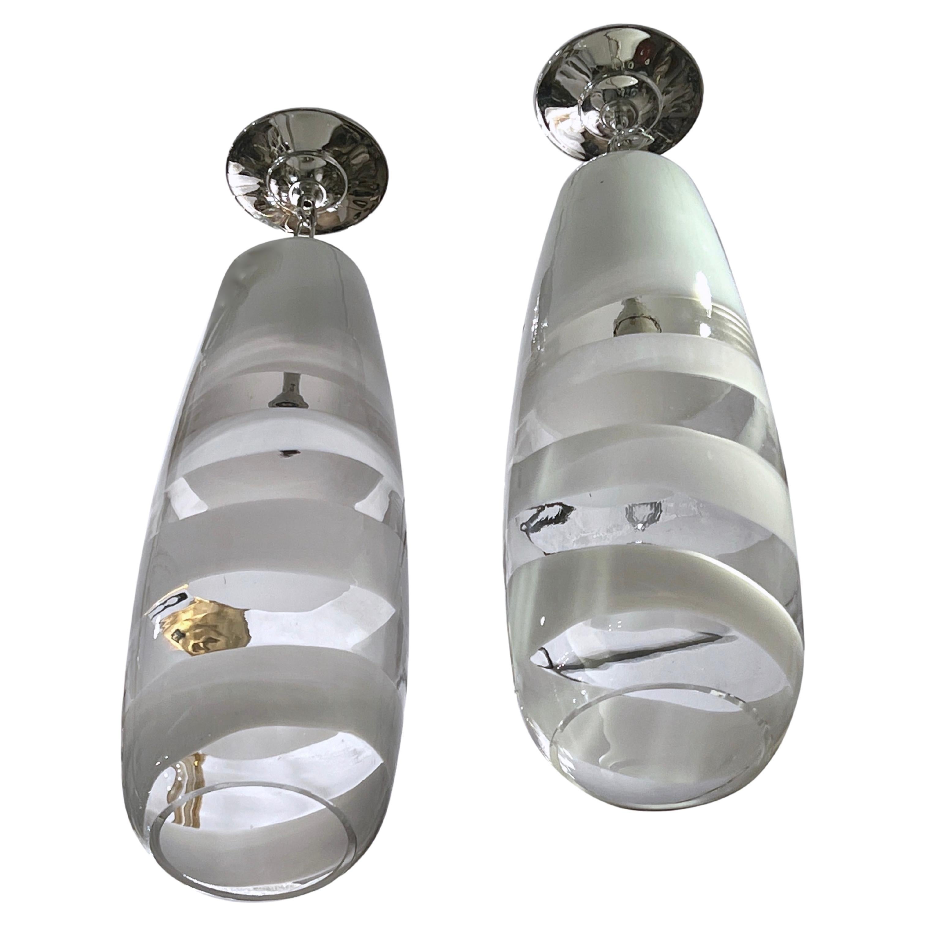 Pair of Italian Glass Lanterns, Sold Individually For Sale
