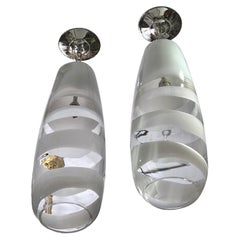 Paire de lanternes en verre italiennes, vendues individuellement