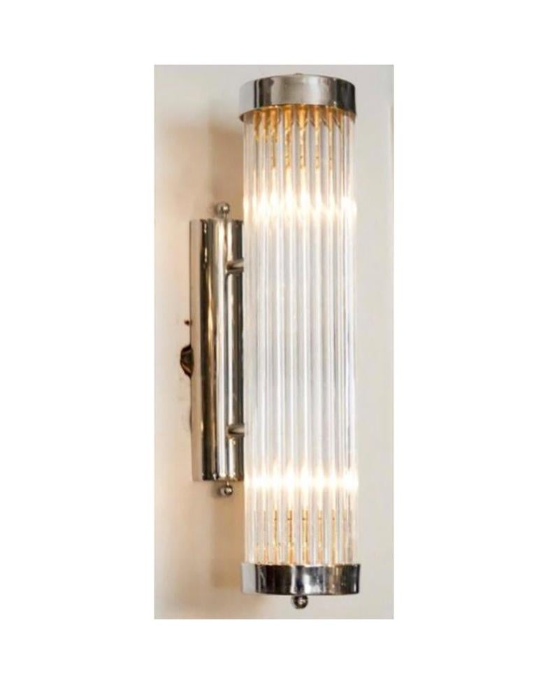 Pair of Italian Glass Rod Sconces In Good Condition For Sale In New York, NY
