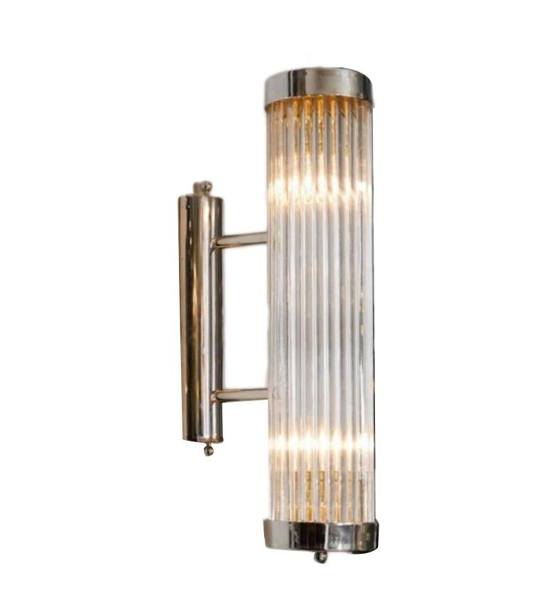 Mid-20th Century Pair of Italian Glass Rod Sconces For Sale