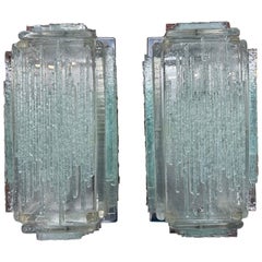 Vintage Pair Of Italian Glass Sconces By Poliarte