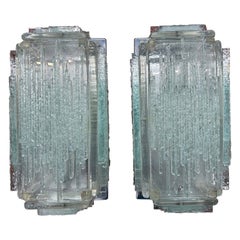 Pair Of Italian Glass Sconces By Poliarte