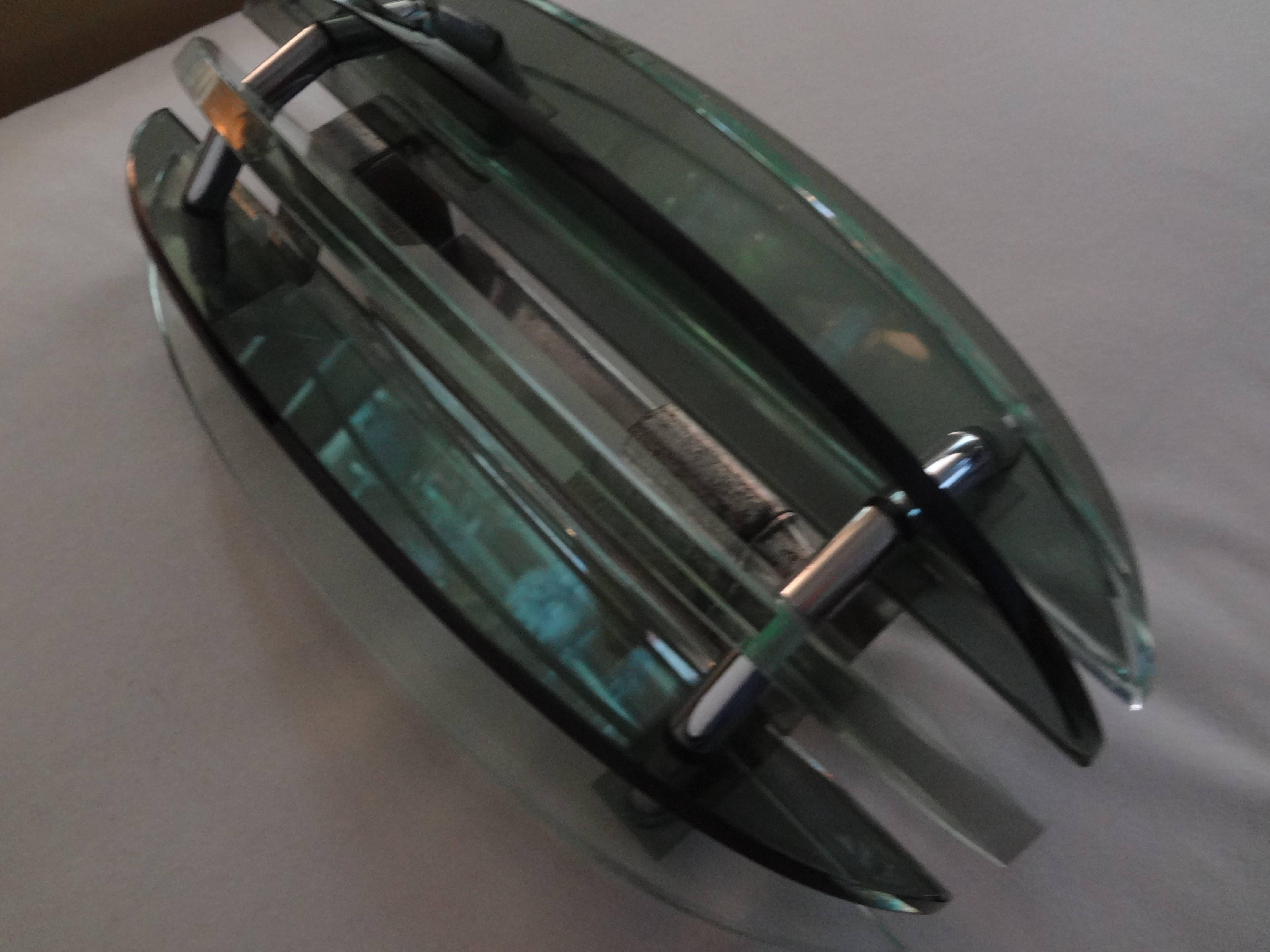 Pair of Italian Glass Sconces, Fontana Arte Style 3