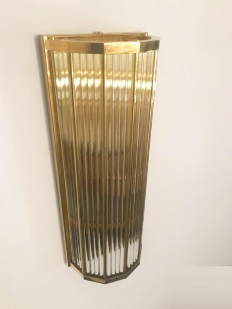 Pair of Italian Glass Wall Lights, Art Deco Style For Sale 5