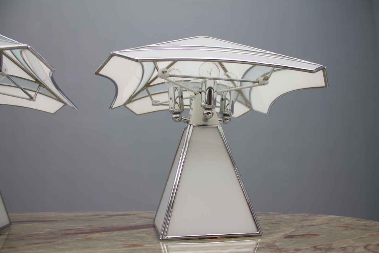 Pair of Italian Glass Table Lamps 1980s Tiffany Style For Sale 2