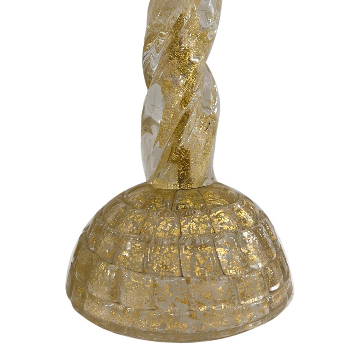 Pair of Italian Glass Table Lamps In Good Condition For Sale In New York, NY