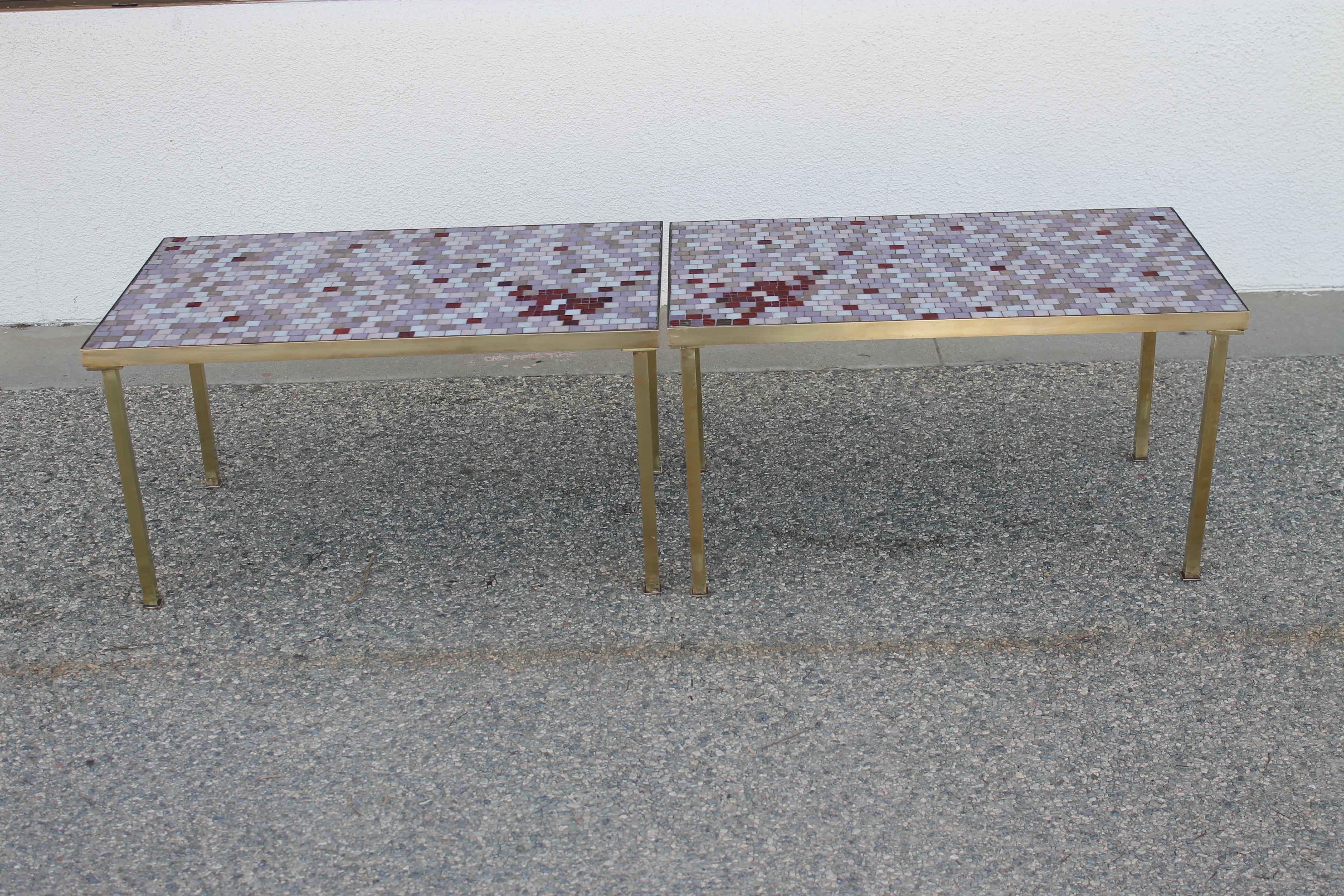 Pair of Italian Glass Tile Tables in the style of Harvey Probber In Good Condition In Palm Springs, CA