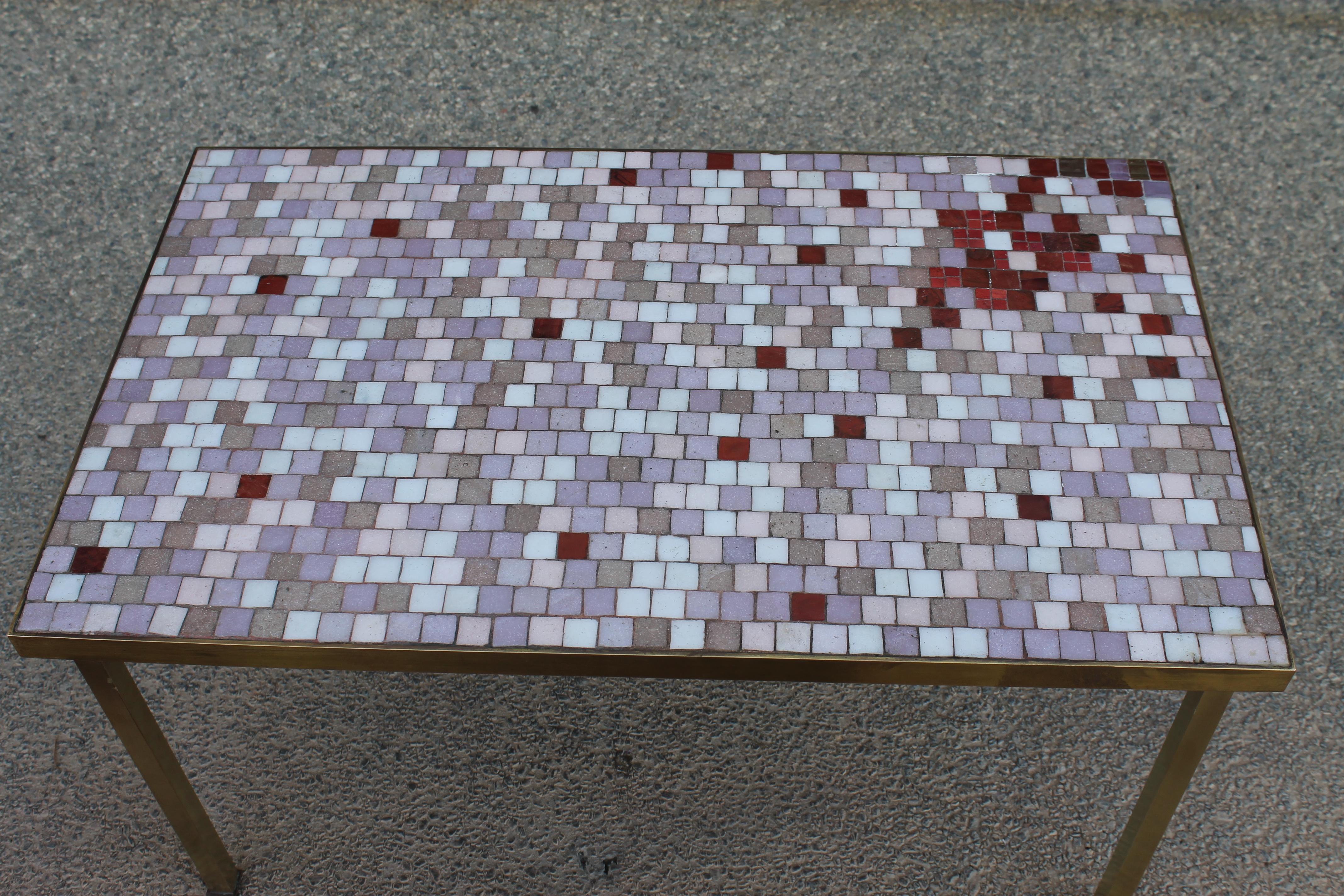 Pair of Italian Glass Tile Tables in the style of Harvey Probber 1