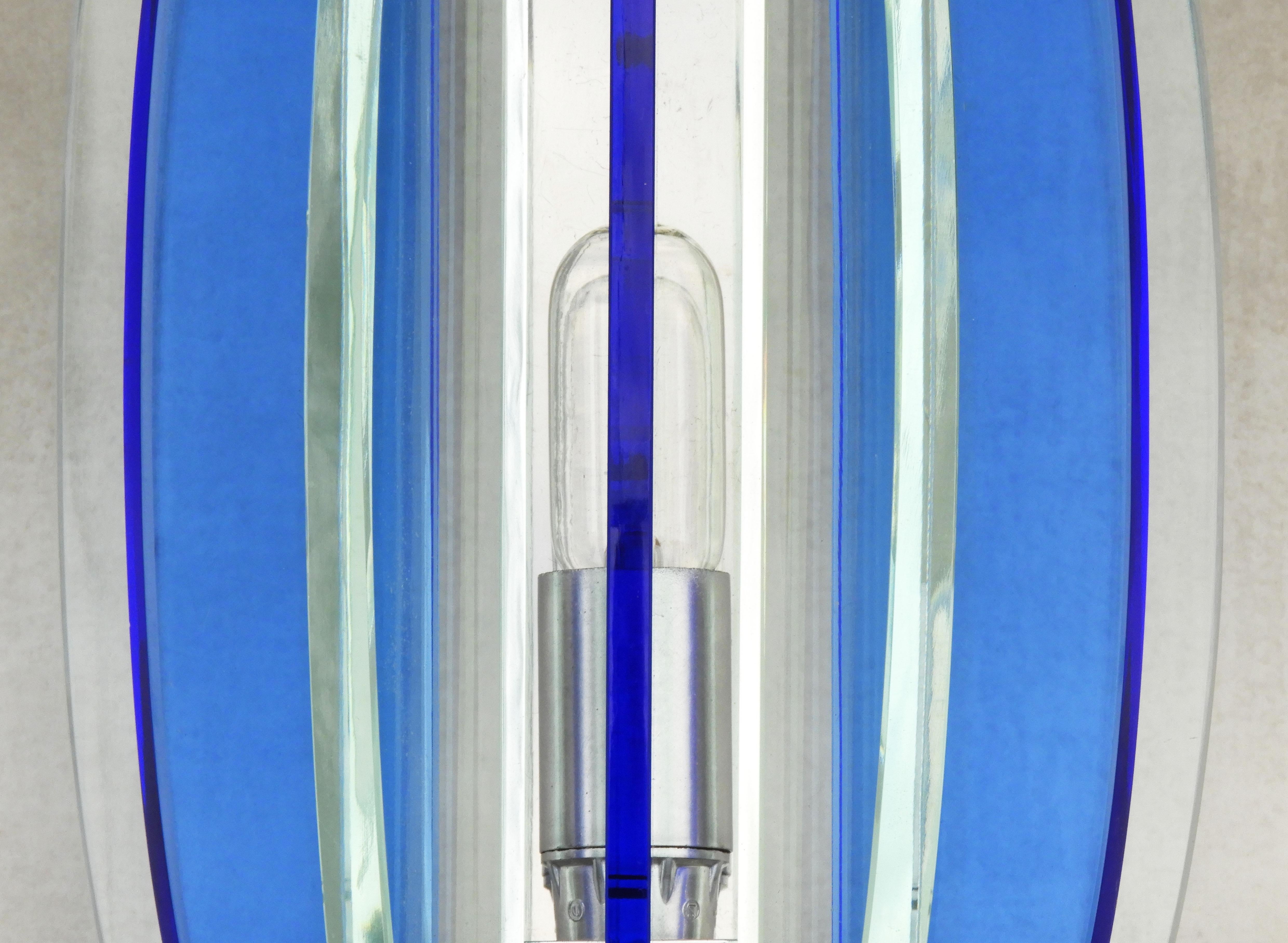 20th Century Pair of Italian Glass Wall Light Sconces by VECA Italy, C1970