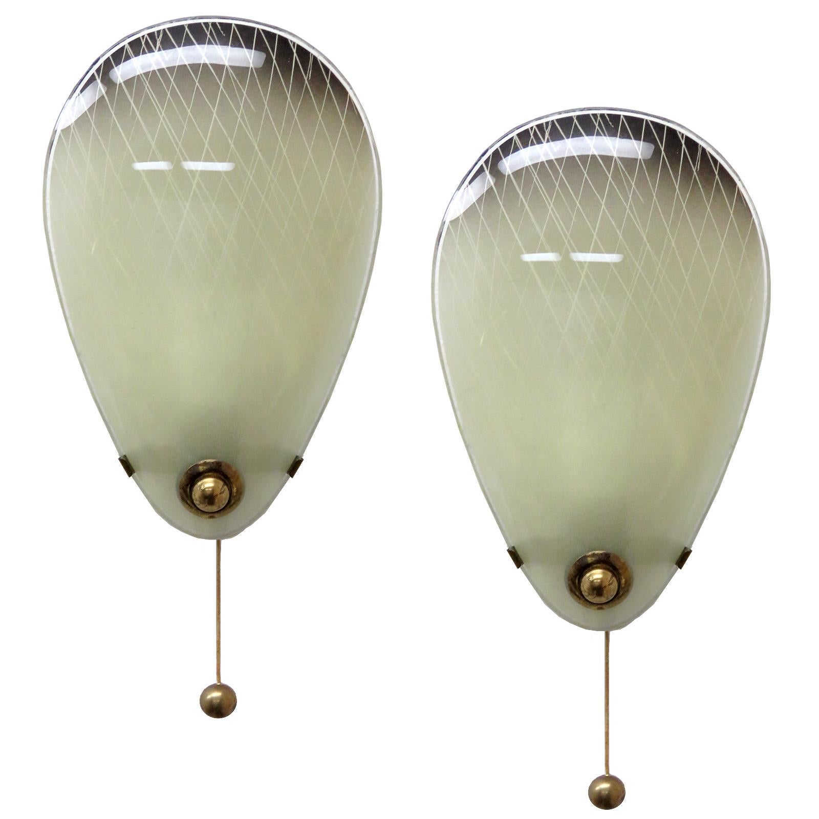 Pair of Italian Glass Wall Lights