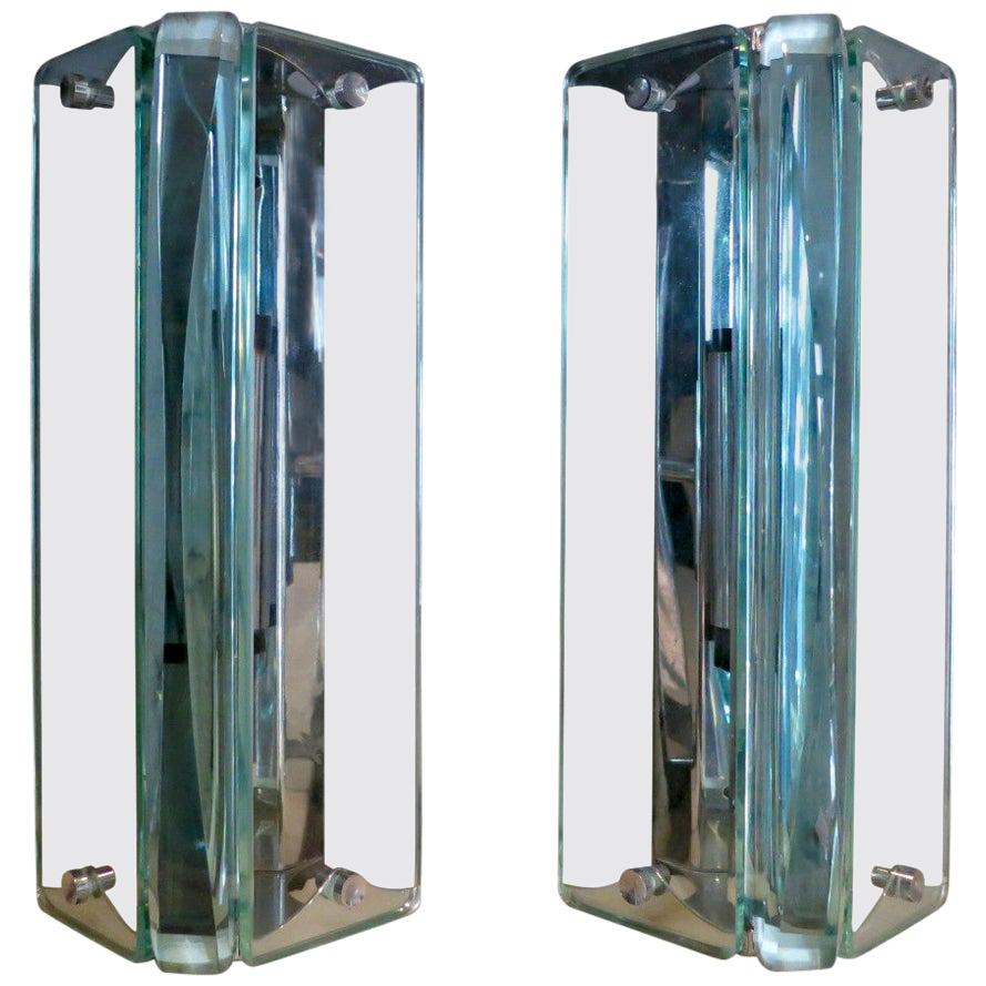 Pair of Italian Glass Wall Sconces For Sale