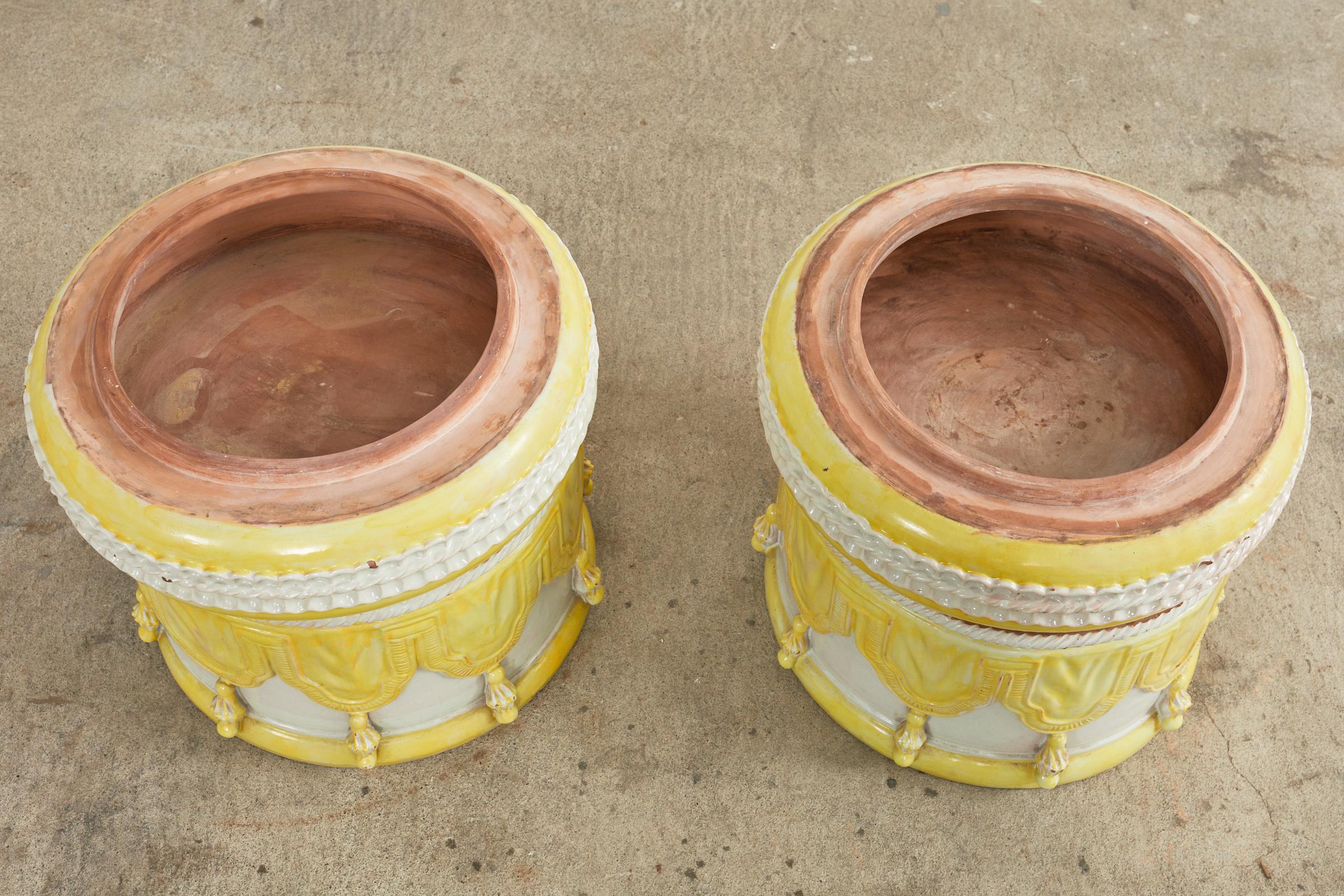 Pair of Italian Glazed Ceramic Garden Stools or Drink Tables 9