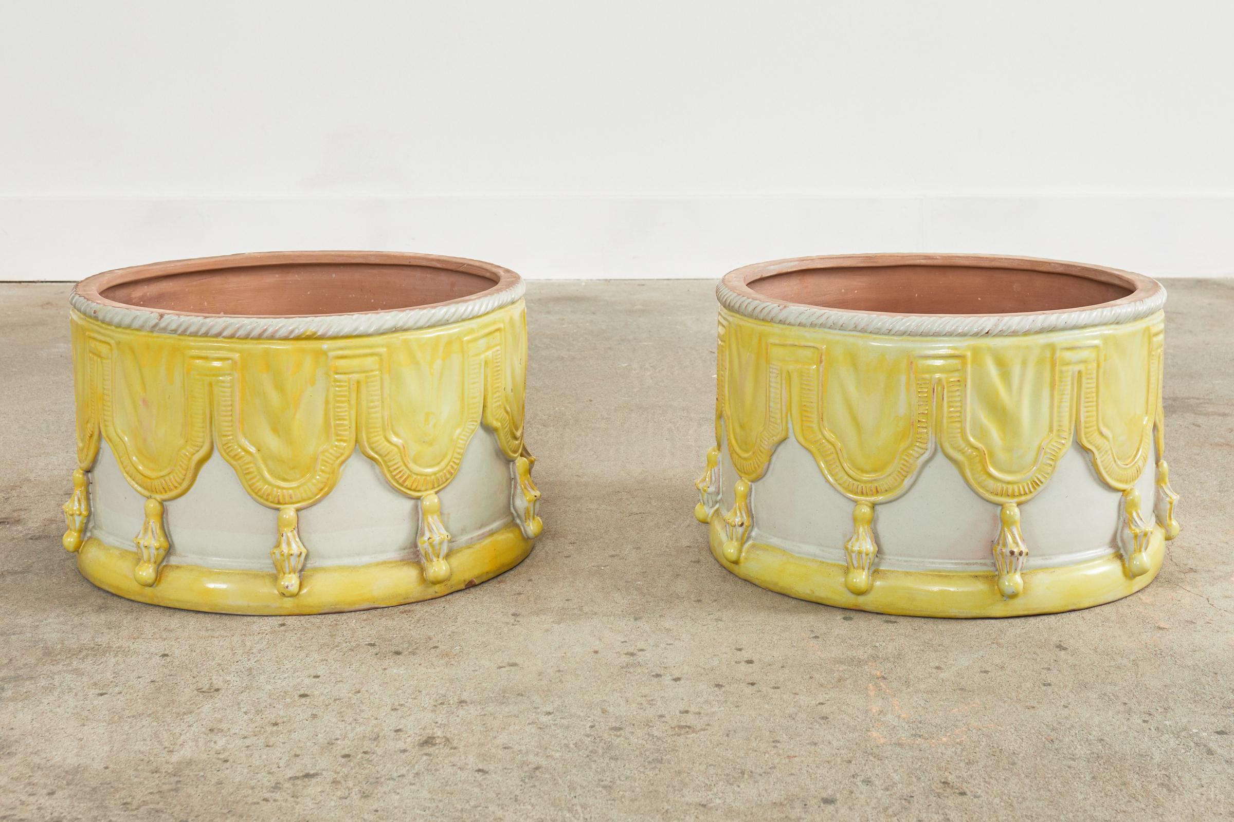 Pair of Italian Glazed Ceramic Garden Stools or Drink Tables 10