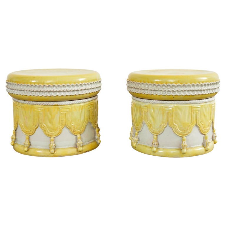 Paire De Tabourets De Jardin Ou De Tables Boire Italiens En C ramique paire-de-tabourets-de-jardin-ou-de-tables-boire-italiens-en-c-ramique