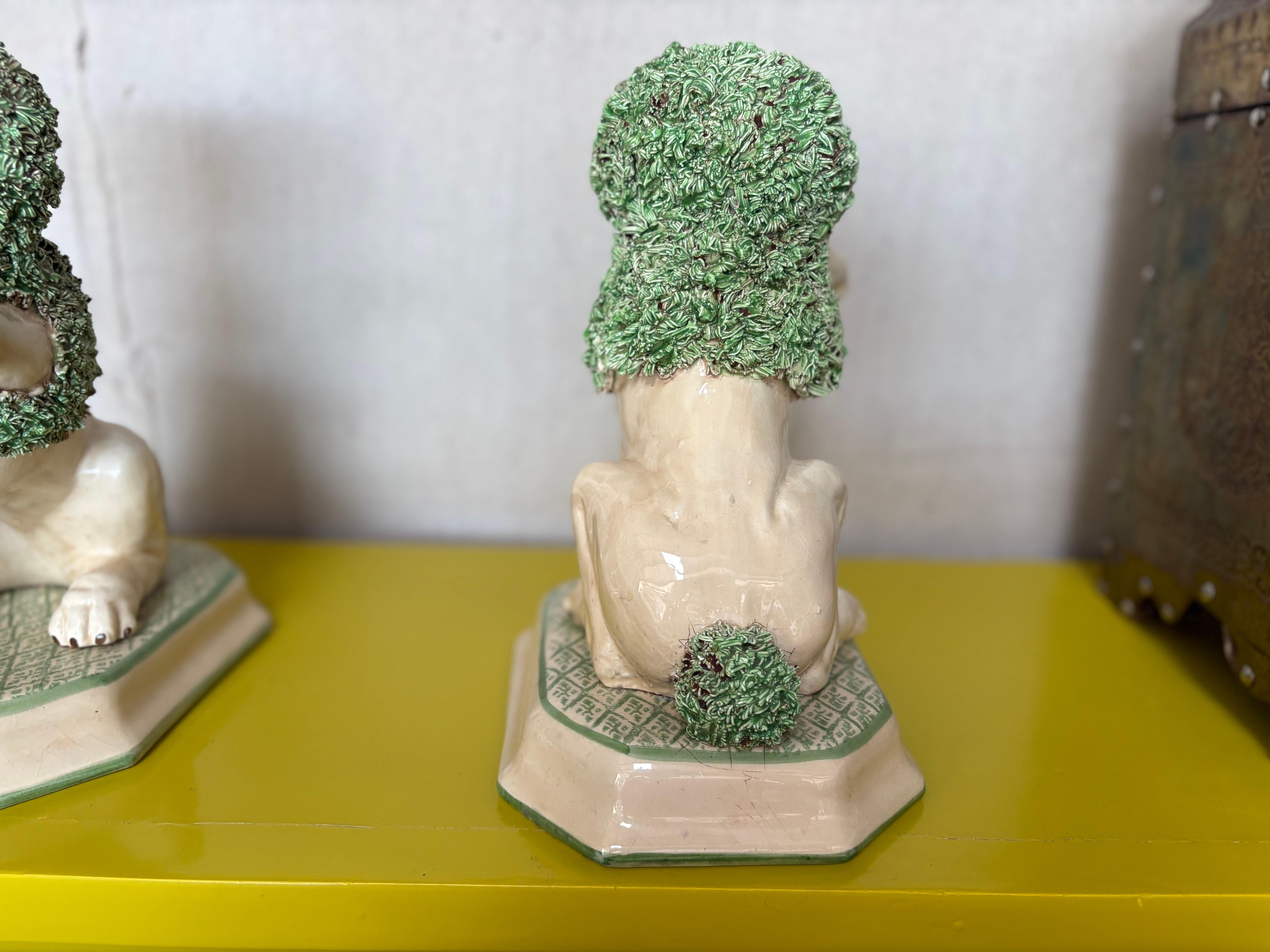 Pair Of Italian Glazed Ceramic Lions For Sale 4