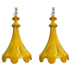 Pair of Italian Glazed Ceramic Pendants or Lanterns
