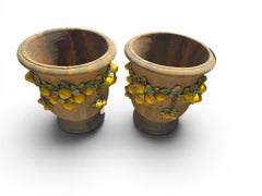Pair of Italian Glazed Terracotta Garden Urns, 1950s