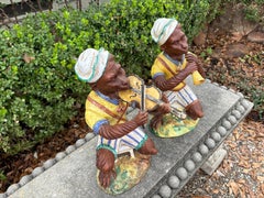 Pair Of Italian Glazed Terracotta Monkeys