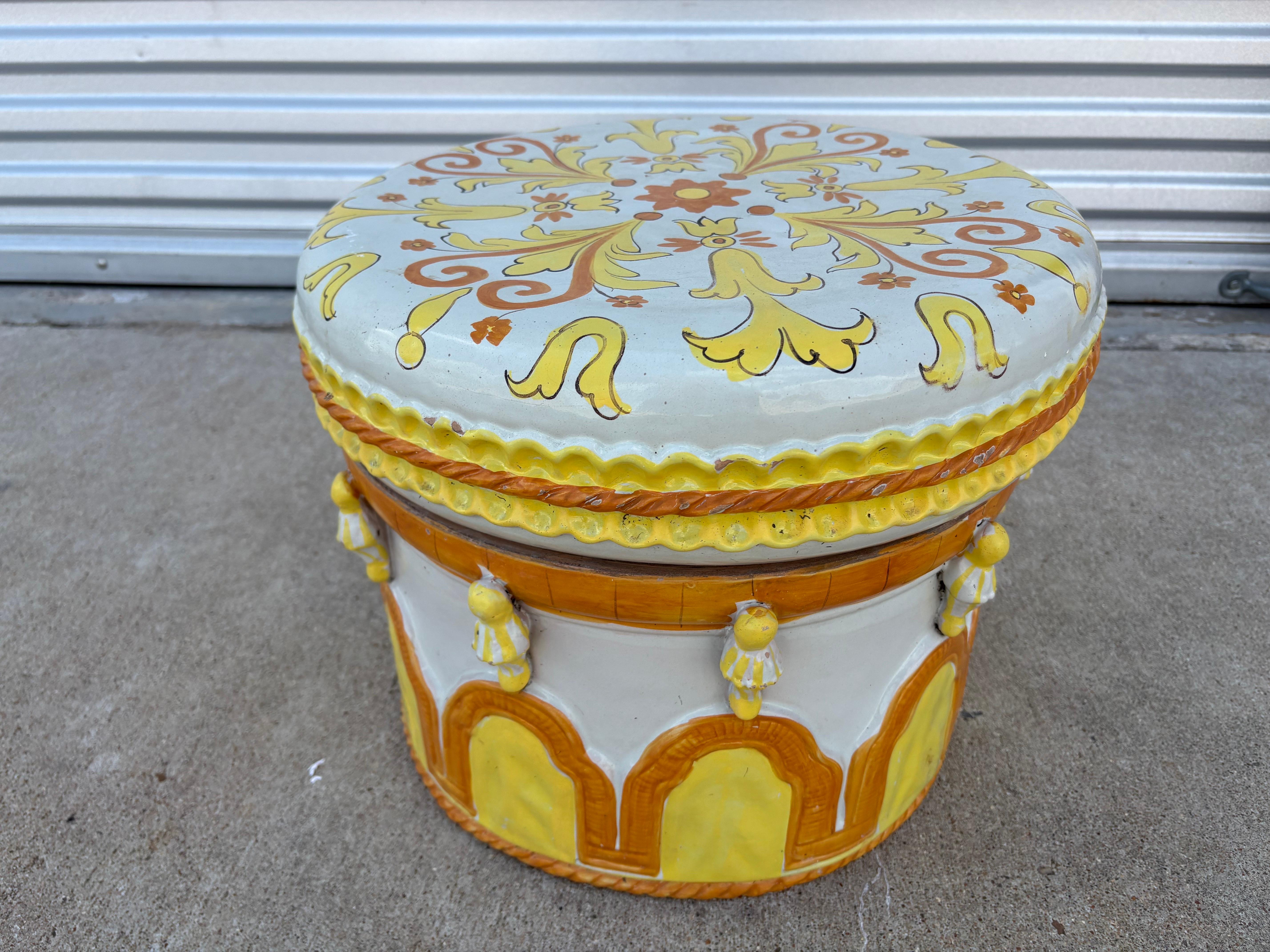 Pareja De Mesas Italianas De Terracota Esmaltada Italiano en venta