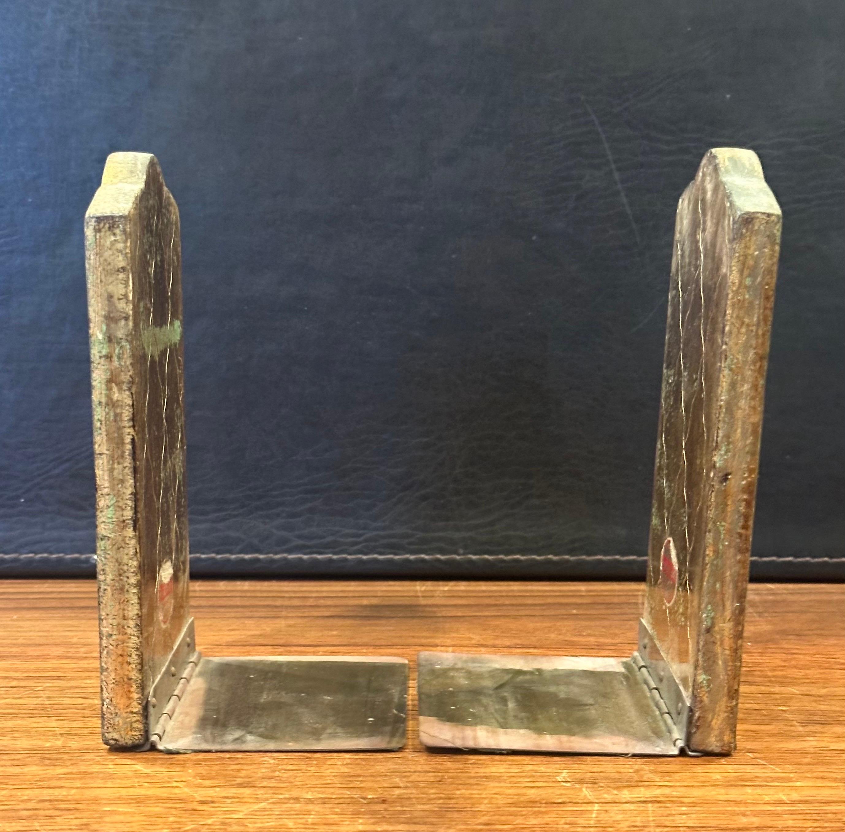 Pair of Italian Gold Gilt Folding Bookends by Franco Tacchi For Sale 2