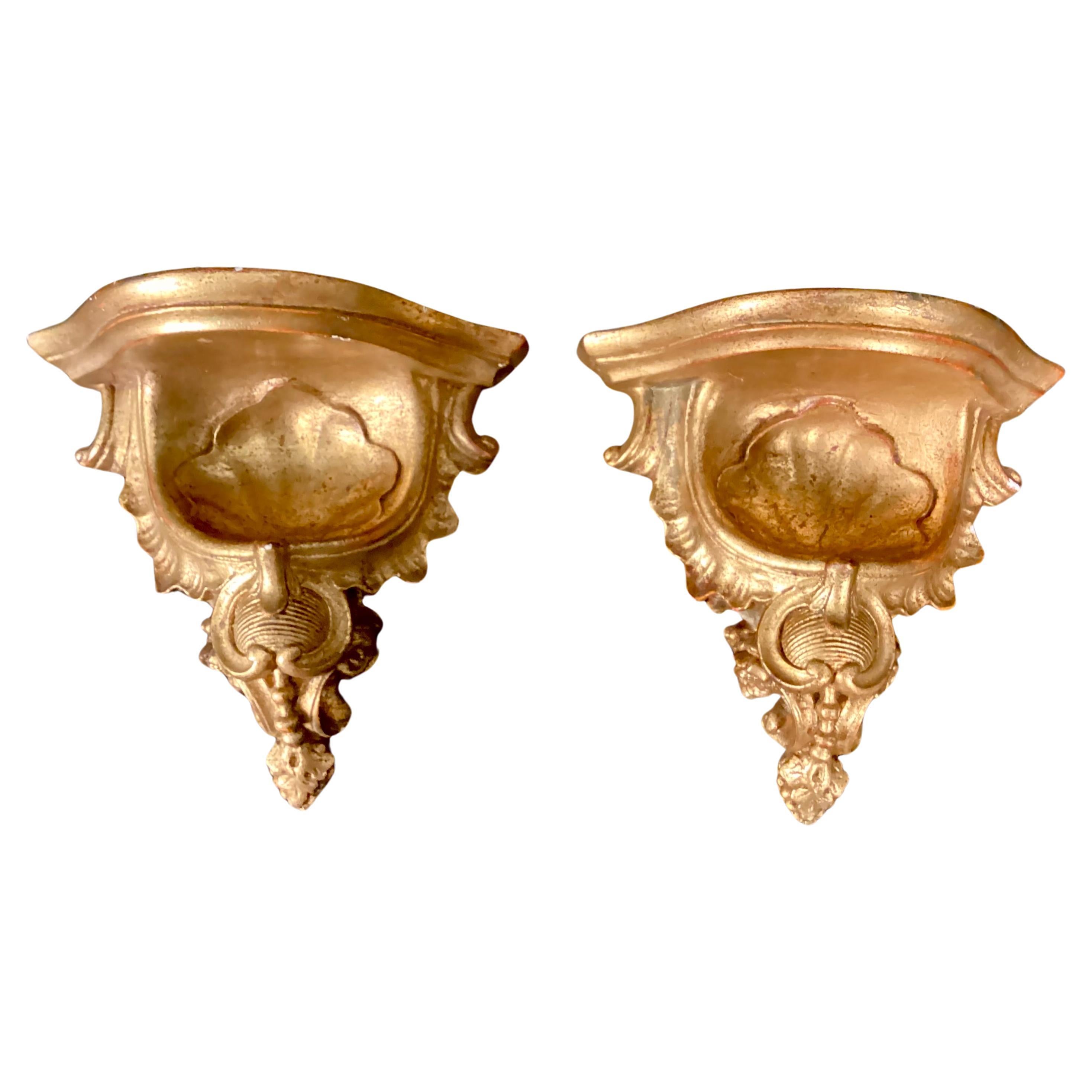 Pair of Italian Gold Gilt Wall Brackets