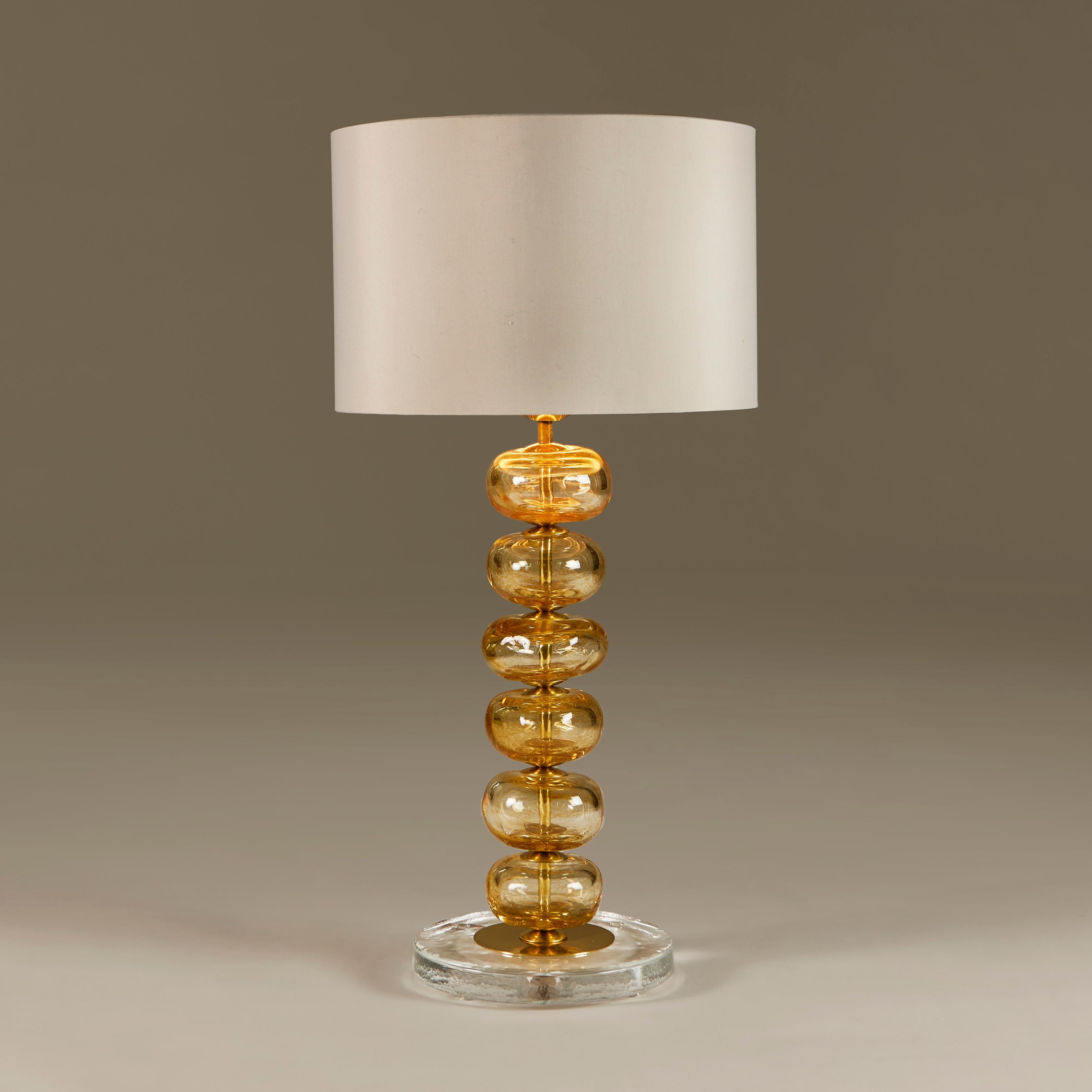 Paar italienische Gold Murano Kugel Tischlampen, Modern, mundgeblasen im Angebot 1