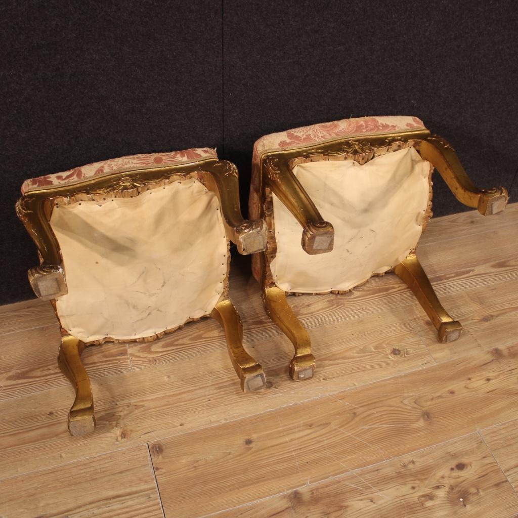 Pair of Italian Golden Footstools, 20th Century For Sale 2