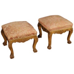 Pair of Italian Golden Footstools, 20th Century