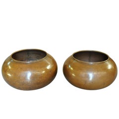 Pair of Italian Grand Sale Copper Pots