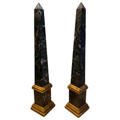 Pair of Italian Grand Tour Antico Verde Obelisks