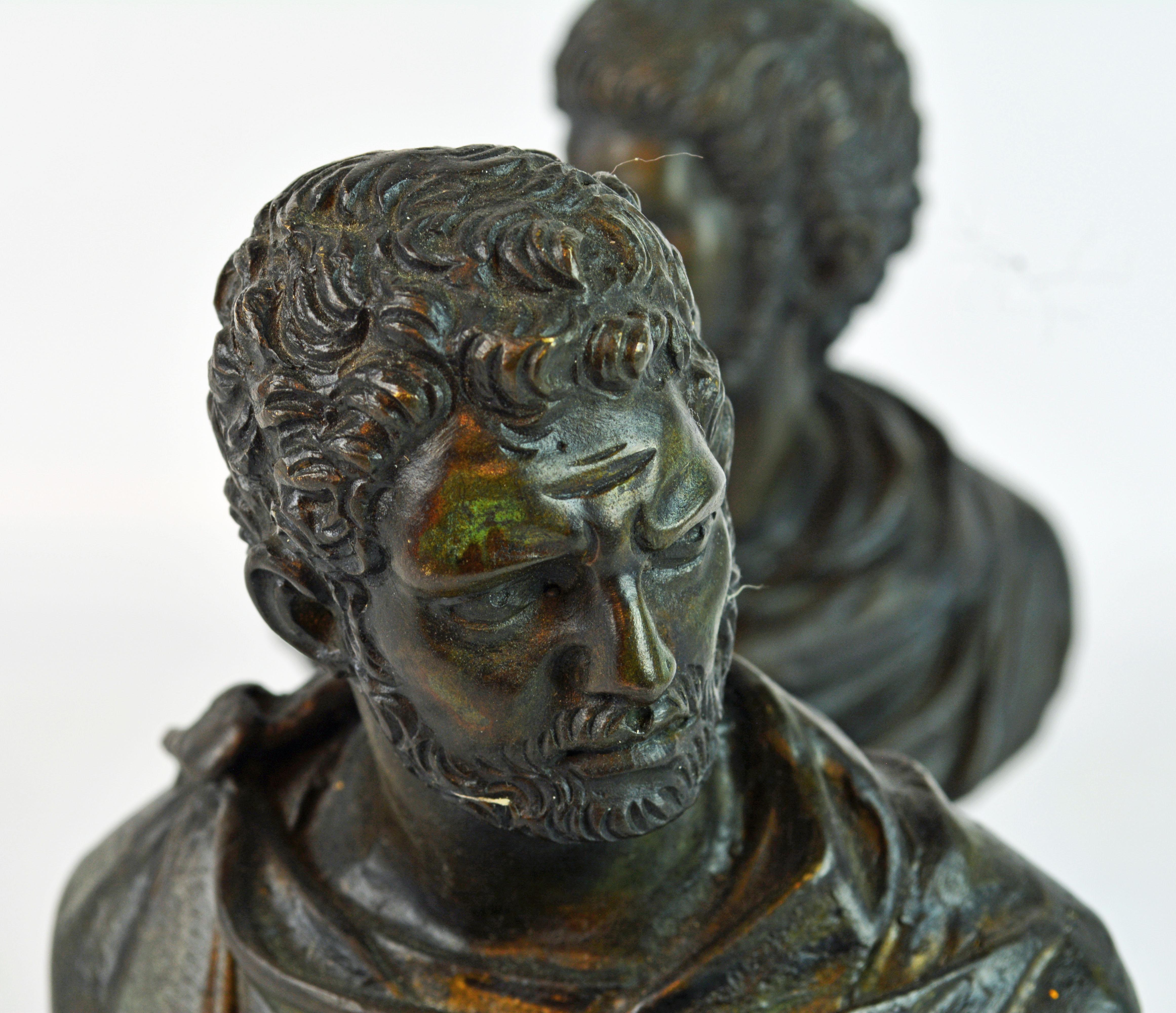 Pair of Italian Grand Tour Bronze Busts of the Roman Emperors Caligula and Nero 4