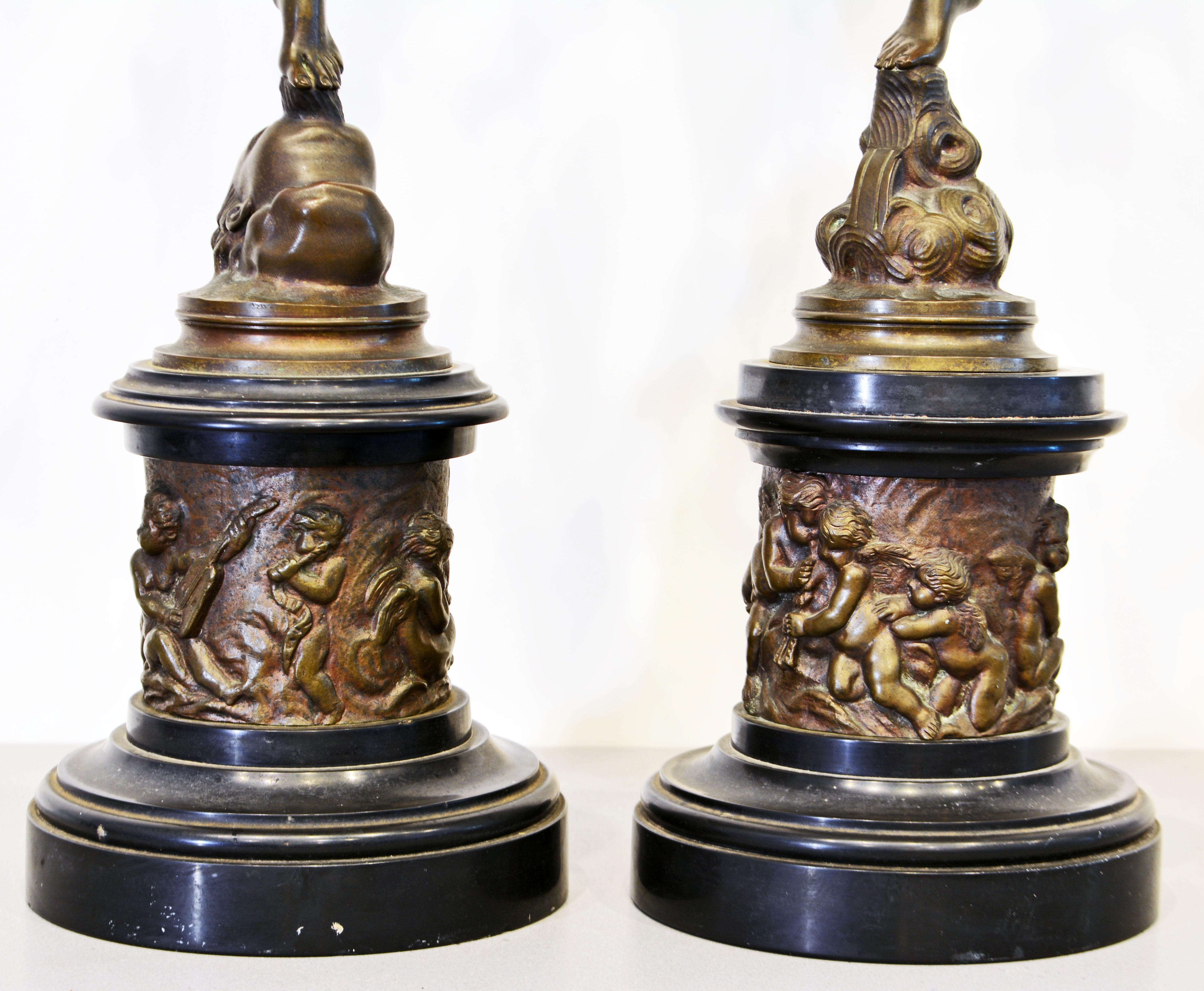 Pair of Italian Grand Tour Bronze Figures of Mercury and Fortuna, 19th Century 2