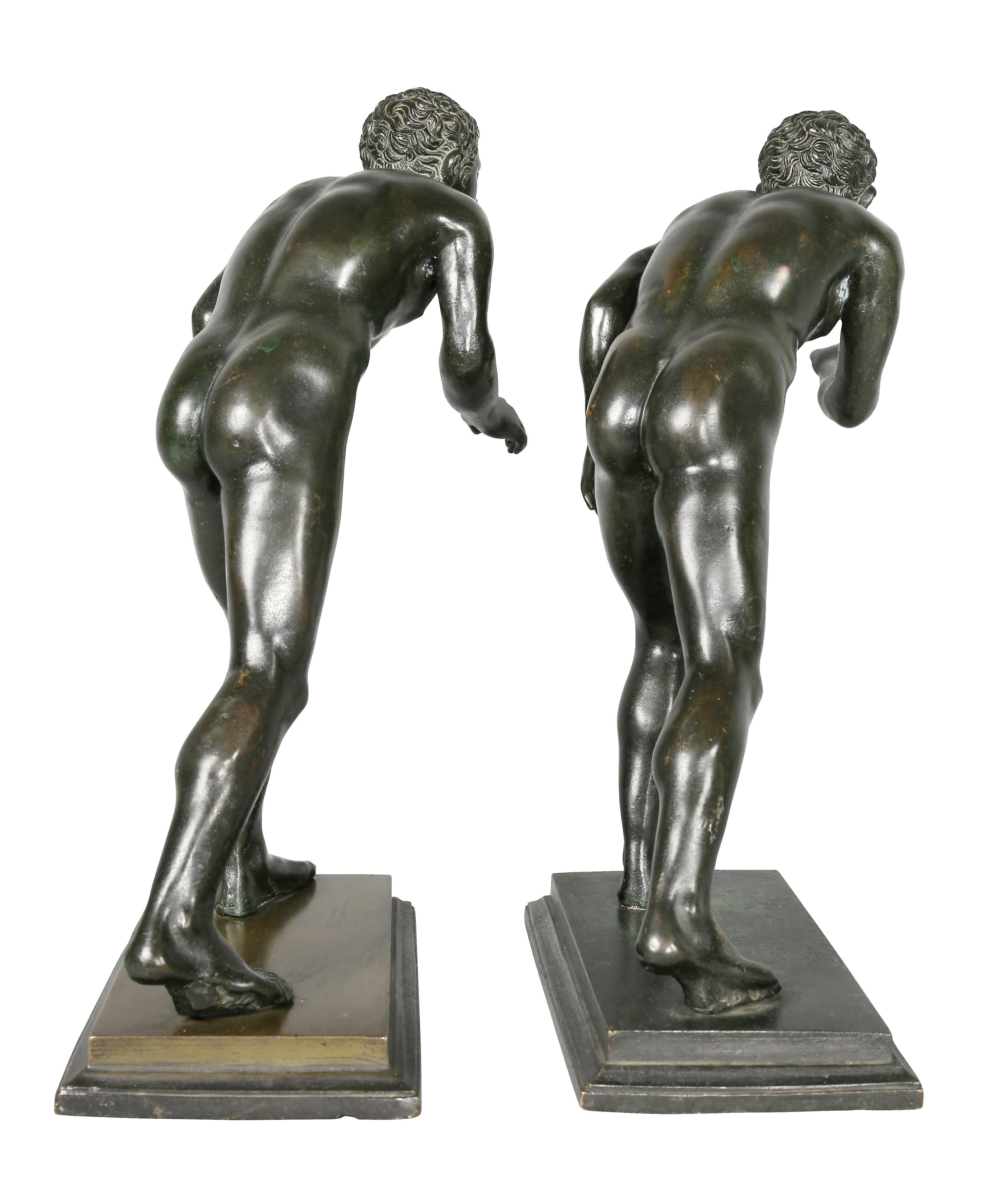Pair of Italian Grand Tour Bronze Figures of Wrestlers 6