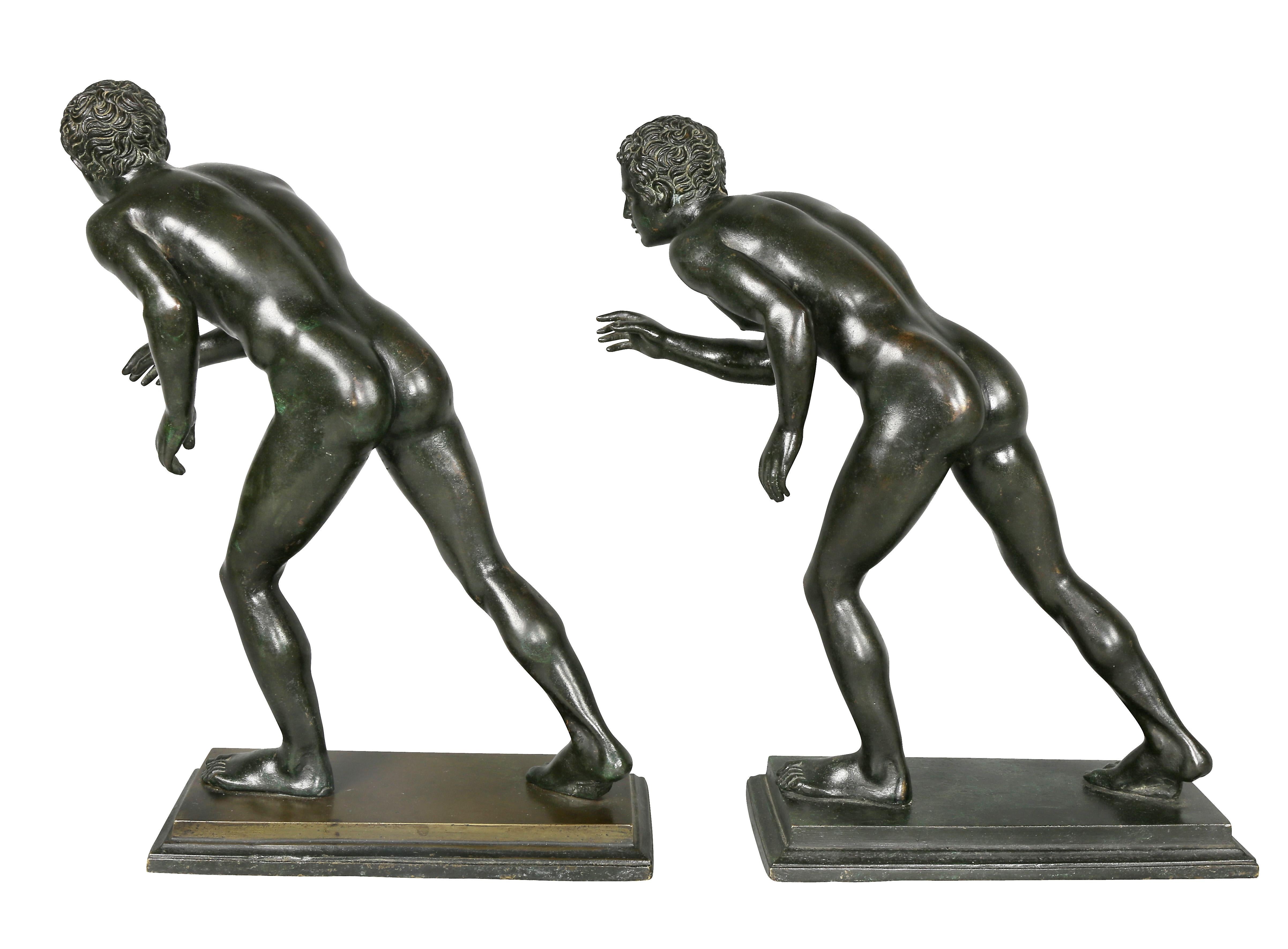 Pair of Italian Grand Tour Bronze Figures of Wrestlers 7