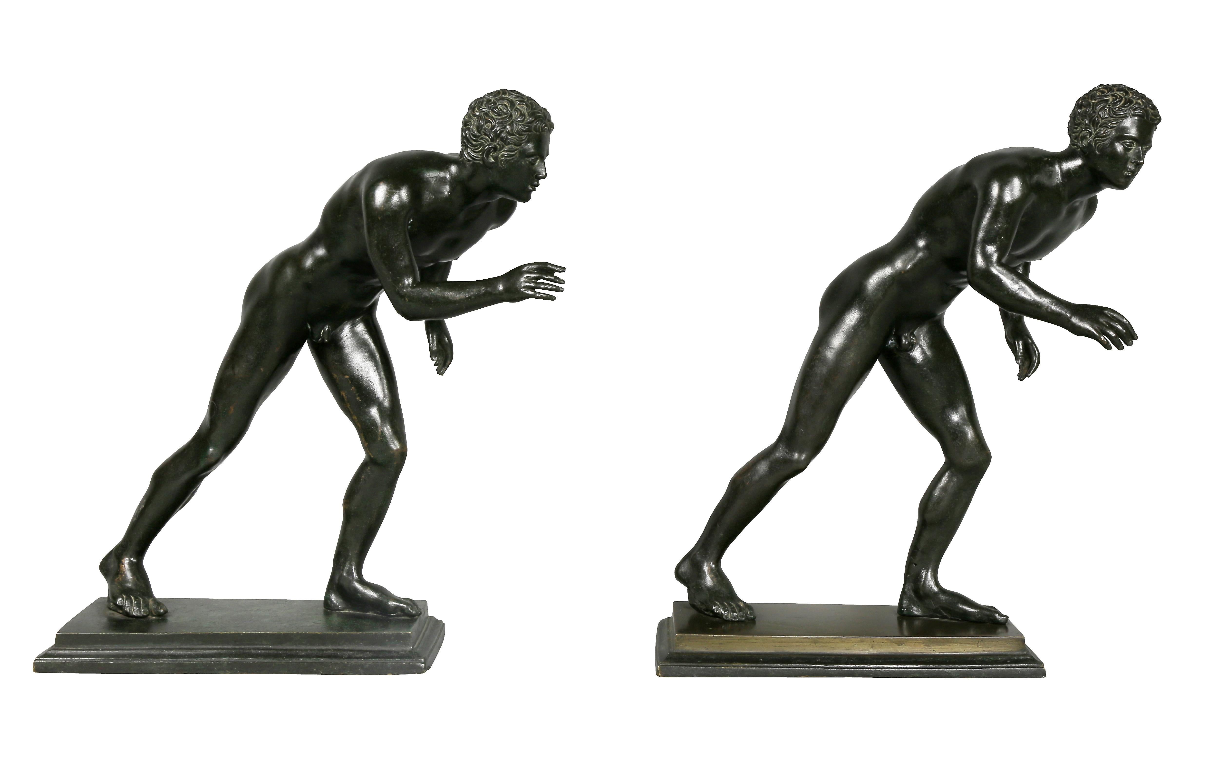 18th Century and Earlier Pair of Italian Grand Tour Bronze Figures of Wrestlers