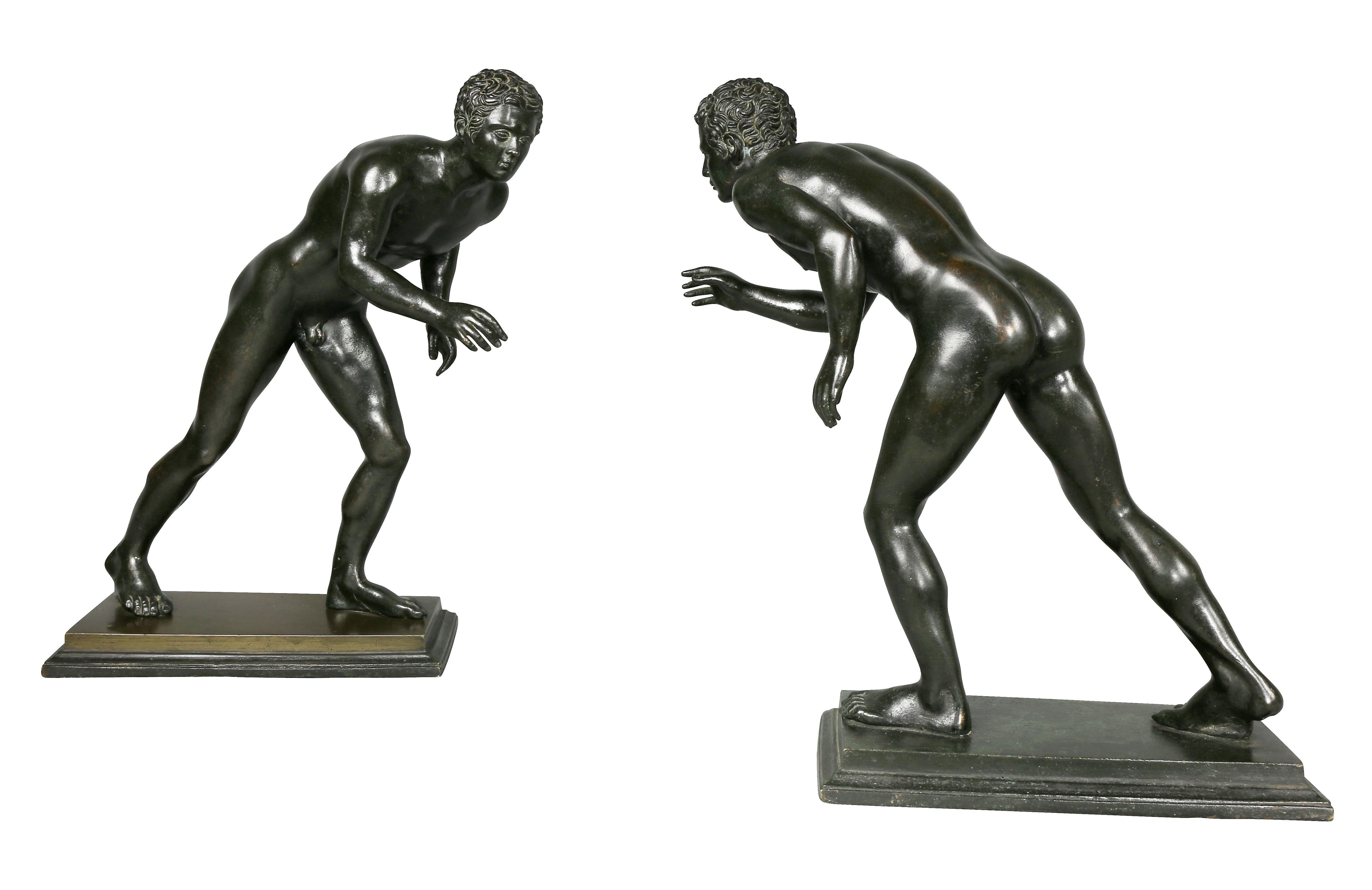 Pair of Italian Grand Tour Bronze Figures of Wrestlers 4