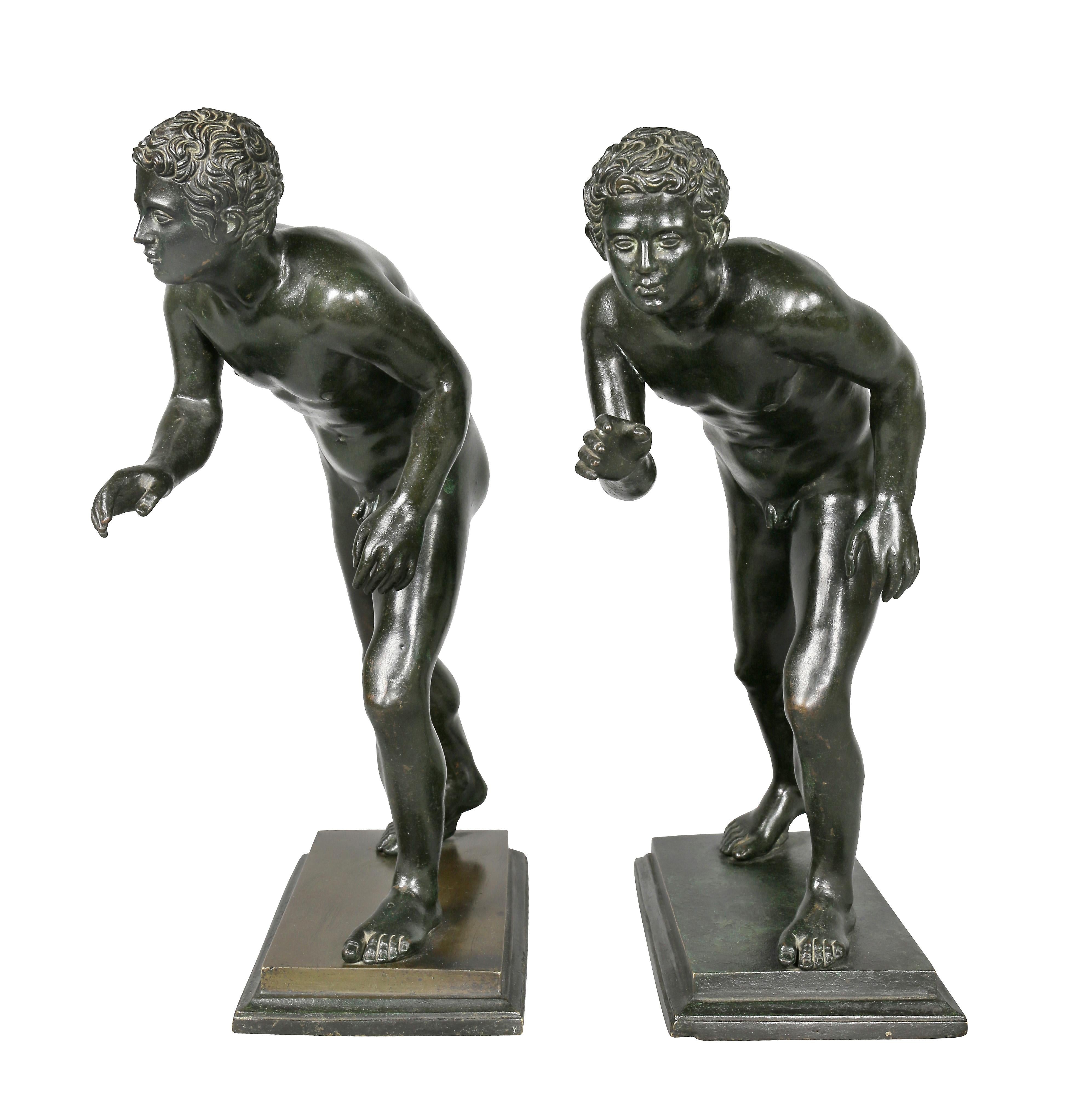 Pair of Italian Grand Tour Bronze Figures of Wrestlers 5