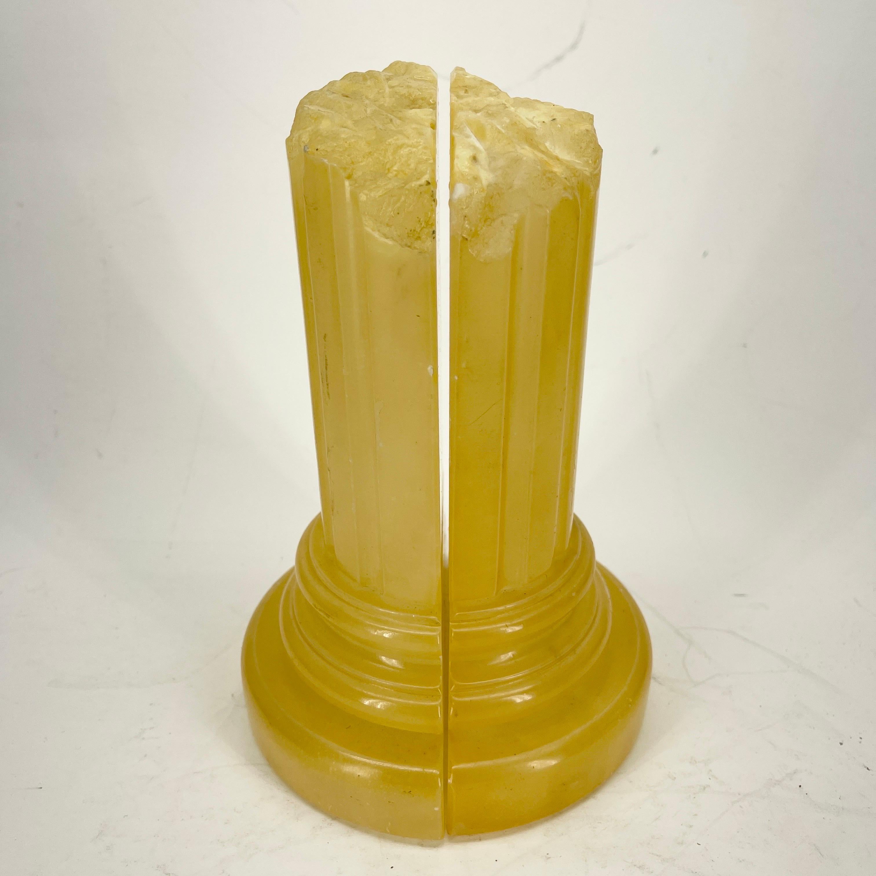 Pair of Italian Grand Tour Carved Yellow Alabaster Bookends  For Sale 5