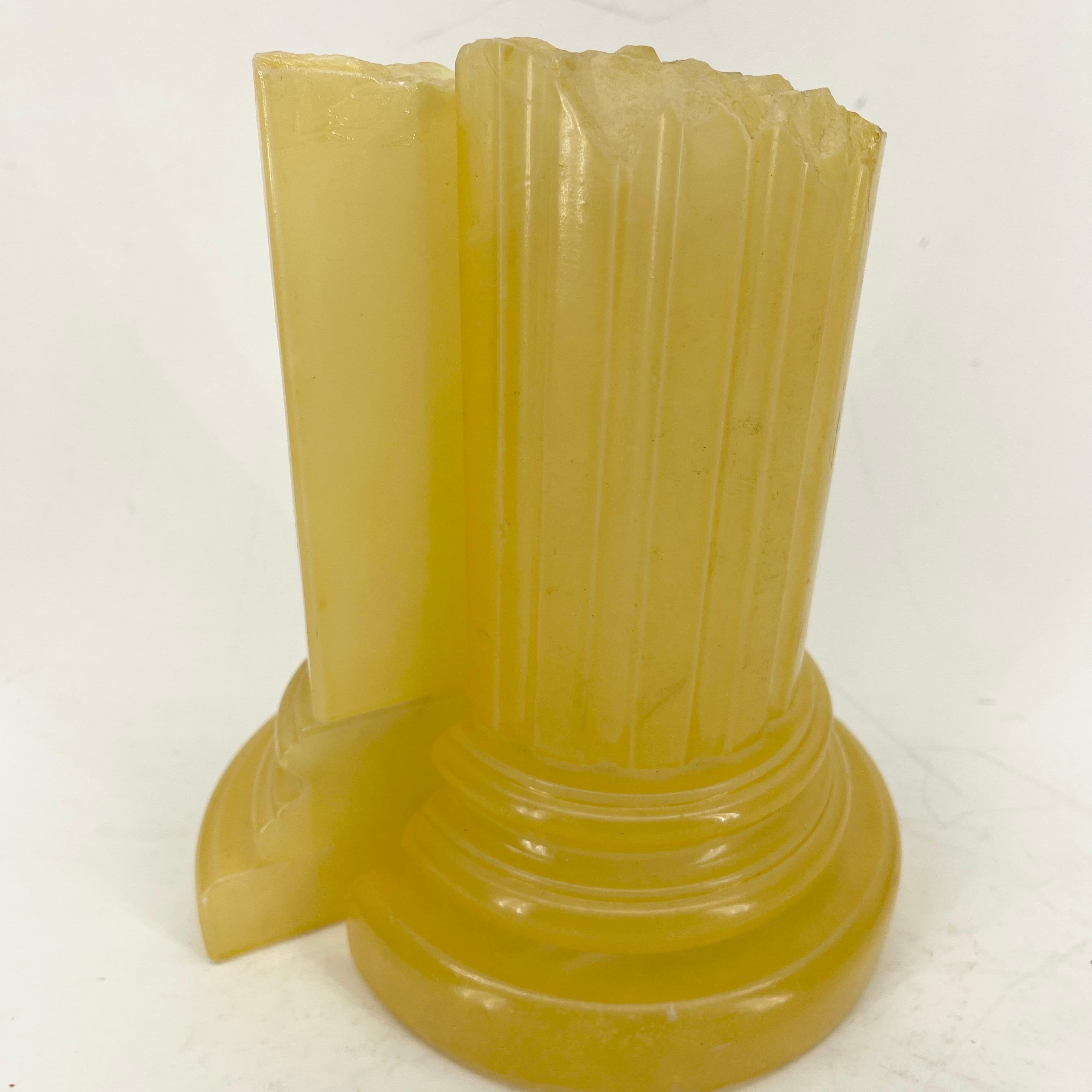 Pair of Italian Grand Tour Carved Yellow Alabaster Bookends  For Sale 3