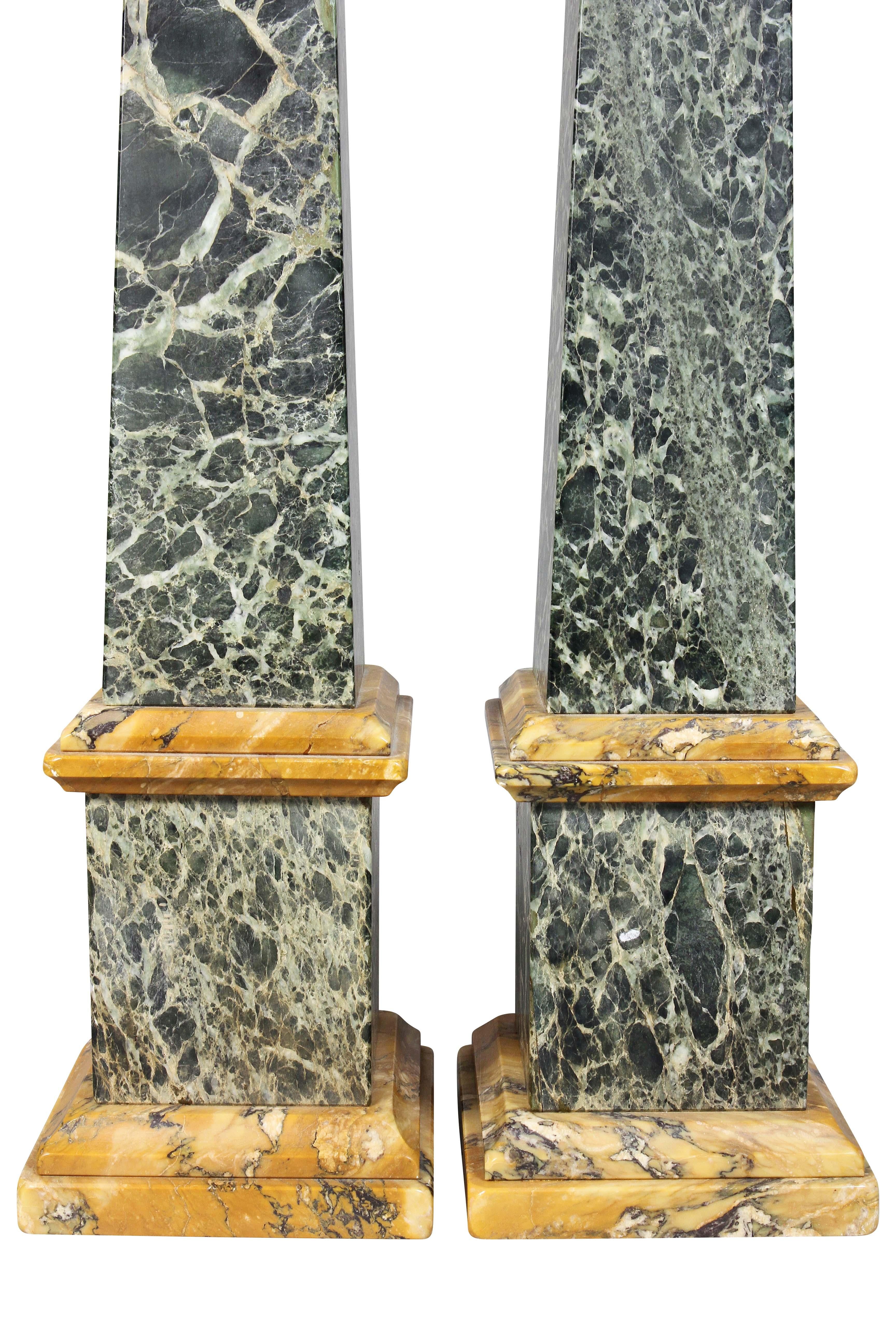 Pair of Italian Grand Tour Marble Obelisks In Good Condition In Essex, MA