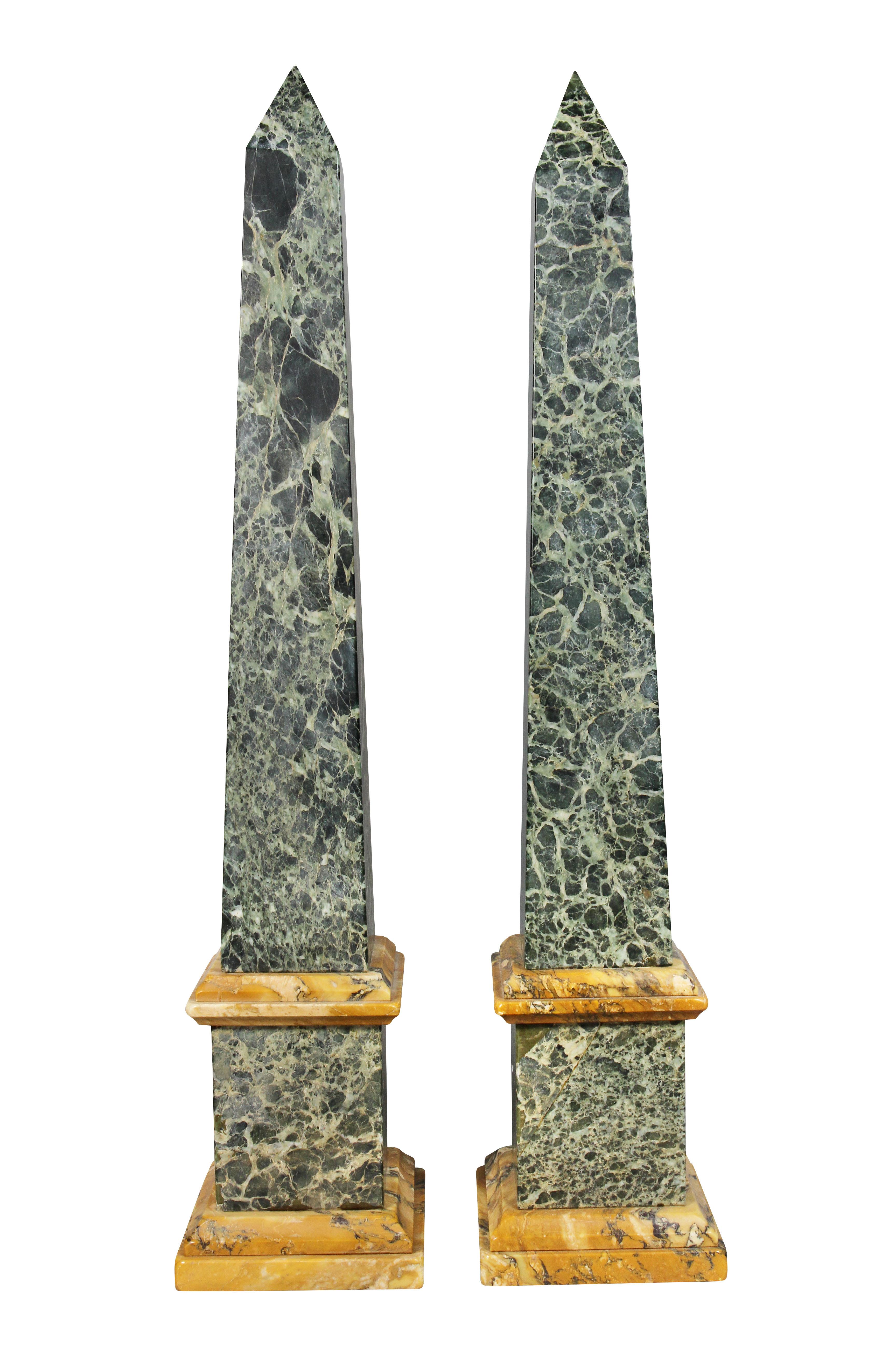 19th Century Pair of Italian Grand Tour Marble Obelisks