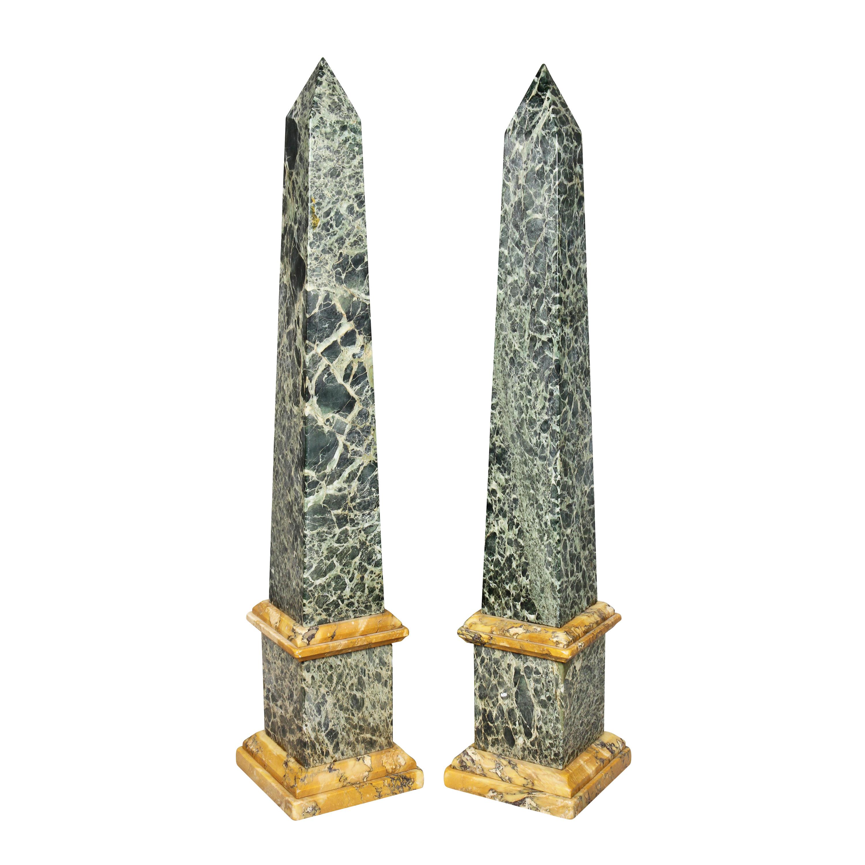 Pair of Italian Grand Tour Marble Obelisks