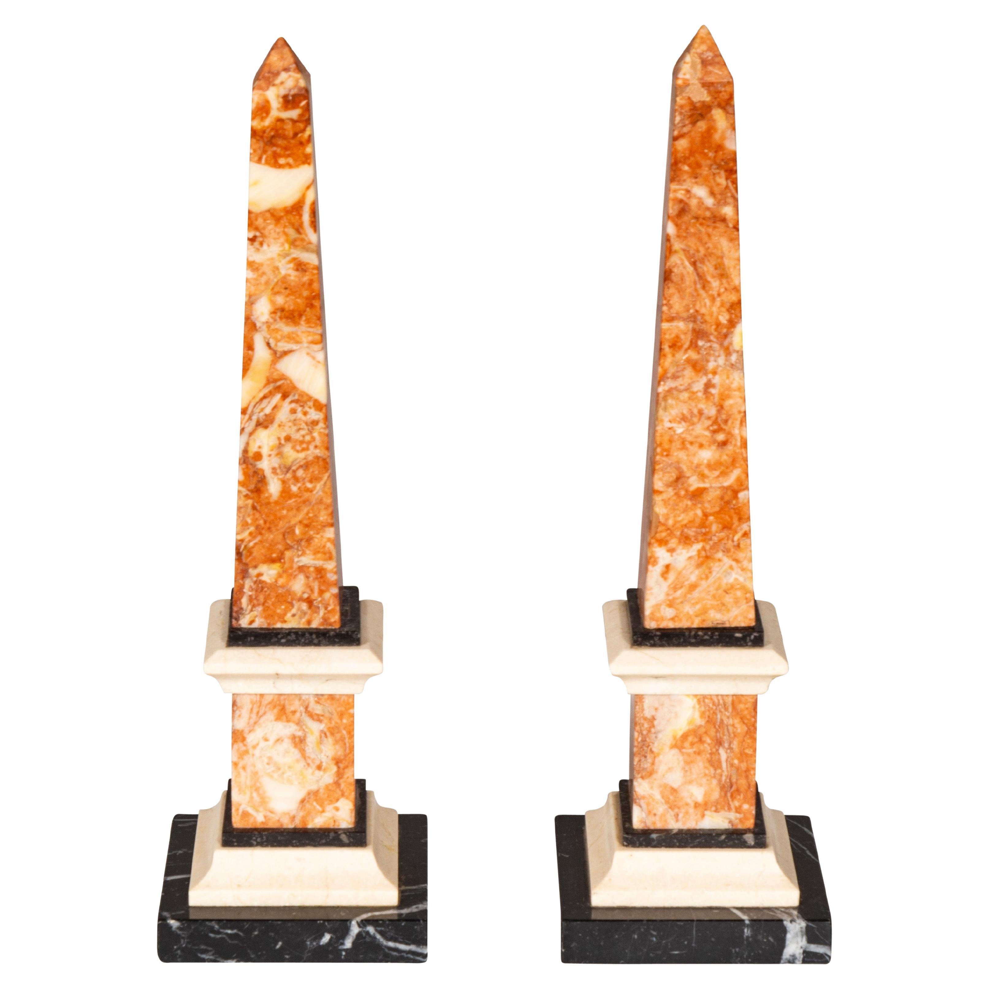Pair Of Italian Grand Tour Marble Obelisks For Sale