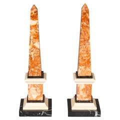Antique Pair Of Italian Grand Tour Marble Obelisks