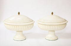 Pair of Italian Grand-Tour Neoclassical Hand-Carved Carrara Marble Covered Bowls