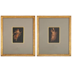 Pair of Italian Grand Tour Paintings of Maenads, after Pompeii, Signed