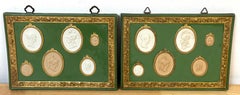 Pair of Italian Grand Tour–Style Green & Gilt Jasperware Intaglio Wall Plaques