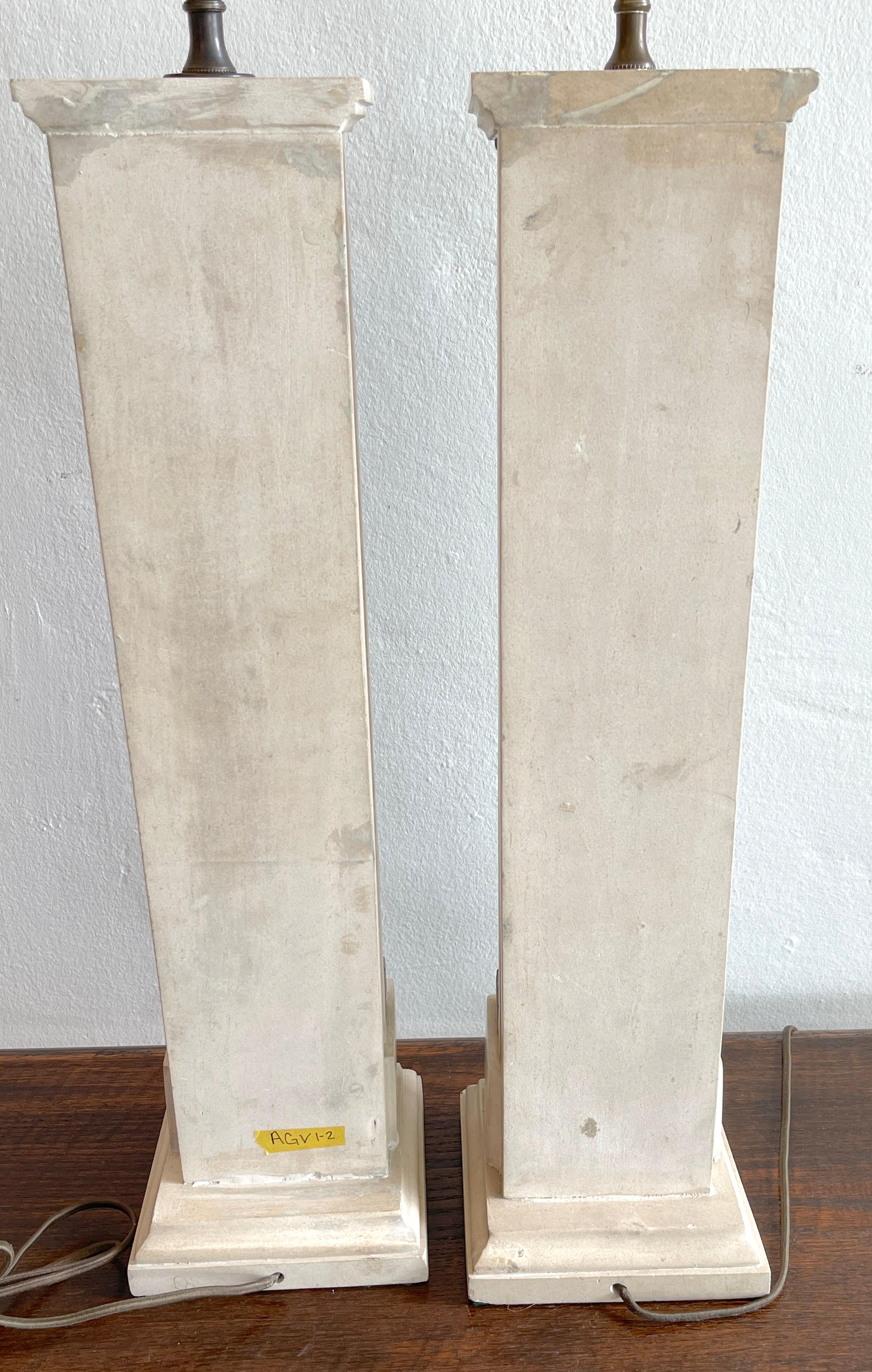 20th Century Pair of Italian Grand Tour Style Marble & Column Lamps