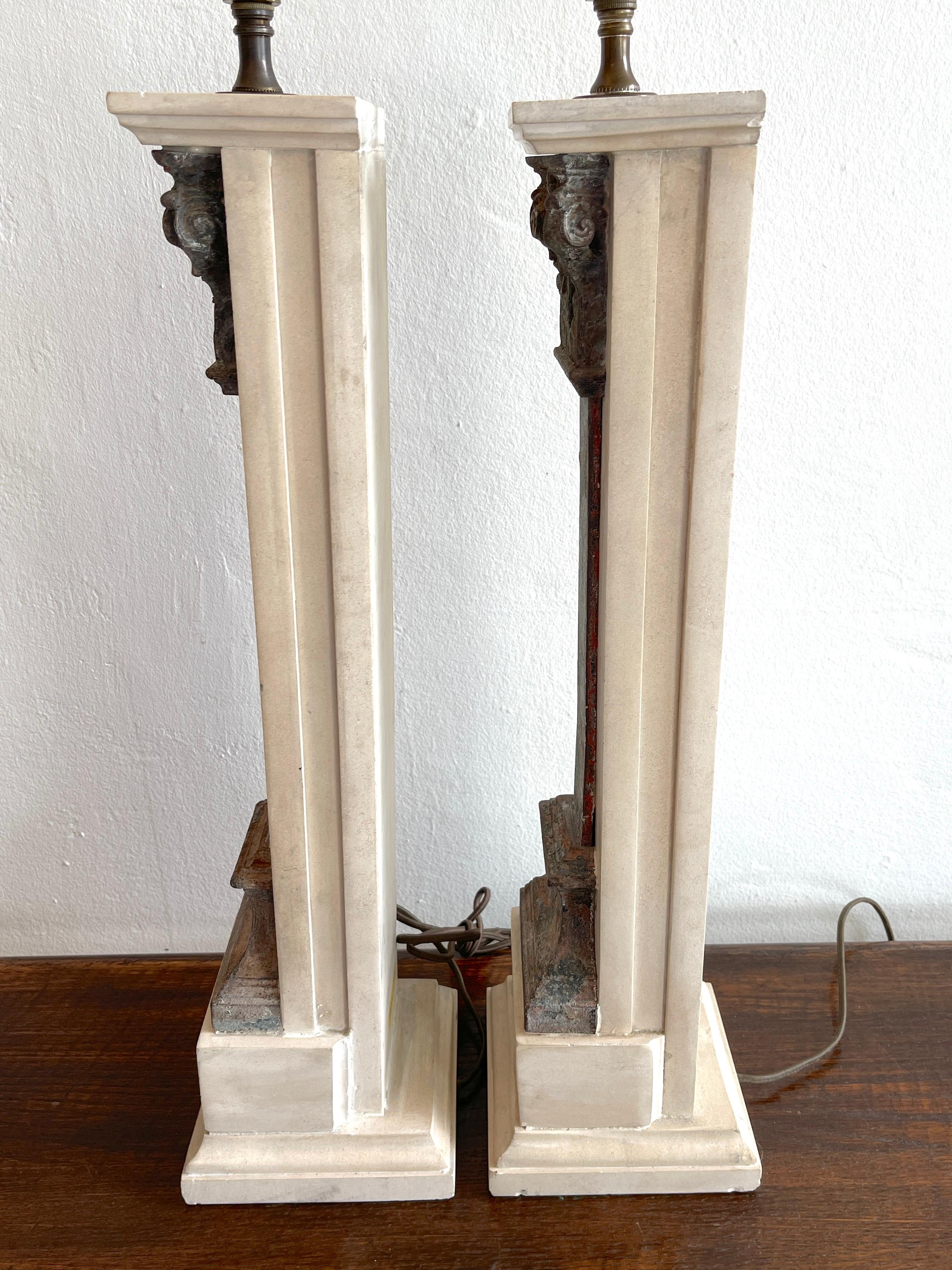 Pair of Italian Grand Tour Style Marble & Column Lamps 1