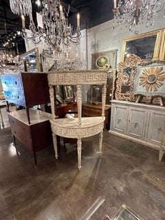 Pair of Italian Greek Key Consoles